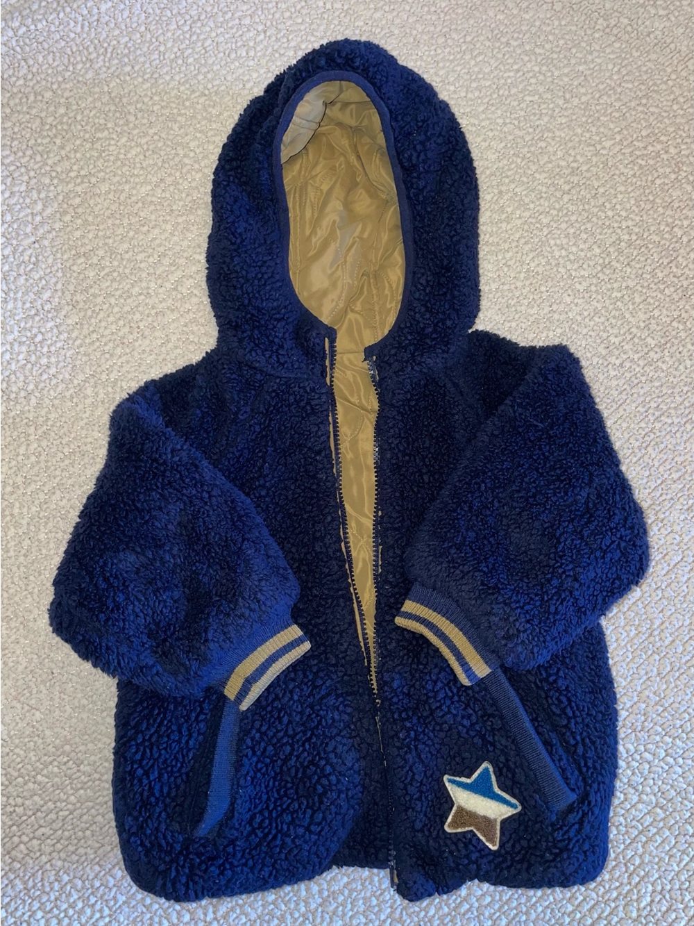 Kids Navy Reversible Hooded Jacket by Zara. Size 2/3